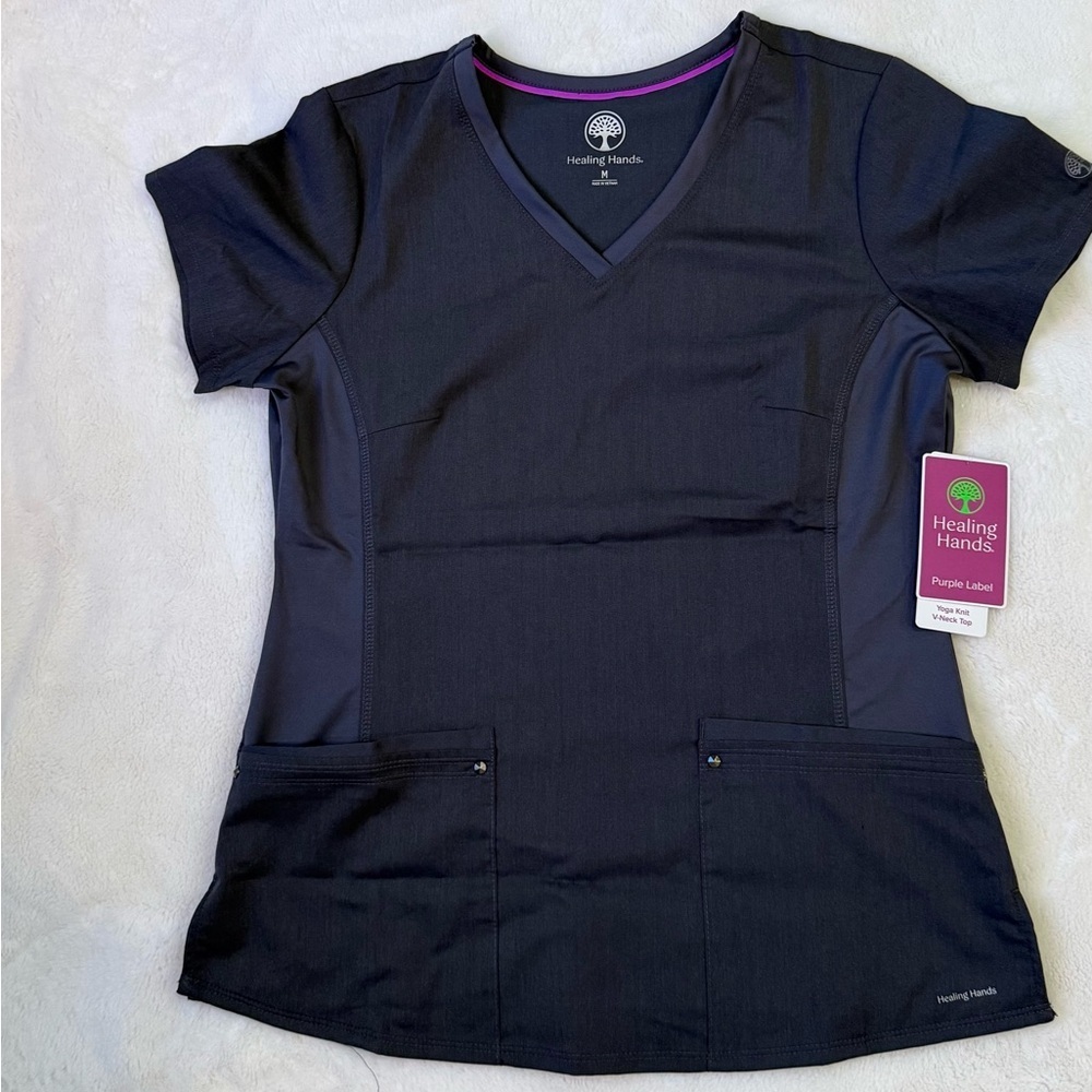 Healing Hands Women's Pewter Grey V-Neck Top - Picture 2 of 9